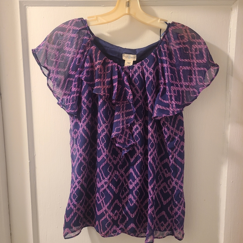 NWT Jaclyn Smith Purple Blouse Size Small